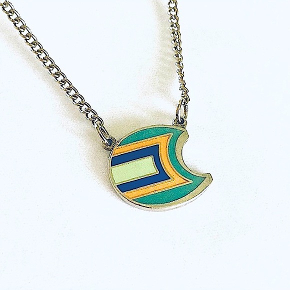 Vintage 80’s Aztec enamel pendant necklace Deadstock - Picture 3 of 3